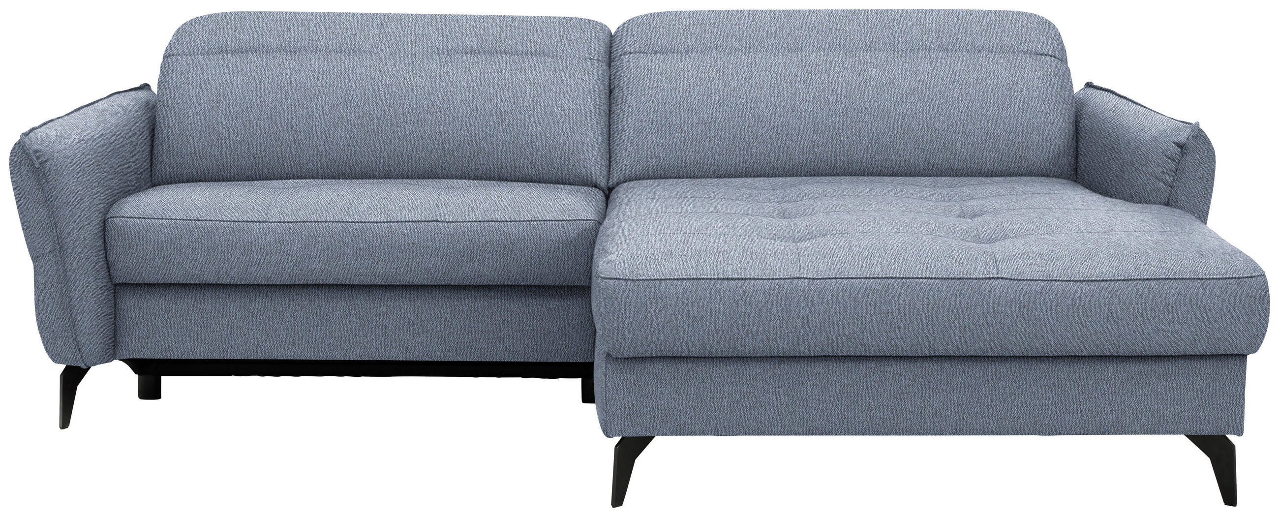 ECKSOFA Flachgewebe Hellblau  - Schwarz/Hellblau, Design, Textil/Metall (246/175cm) - Celina