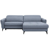 ECKSOFA Flachgewebe Hellblau  - Schwarz/Hellblau, Design, Textil/Metall (246/175cm) - Celina