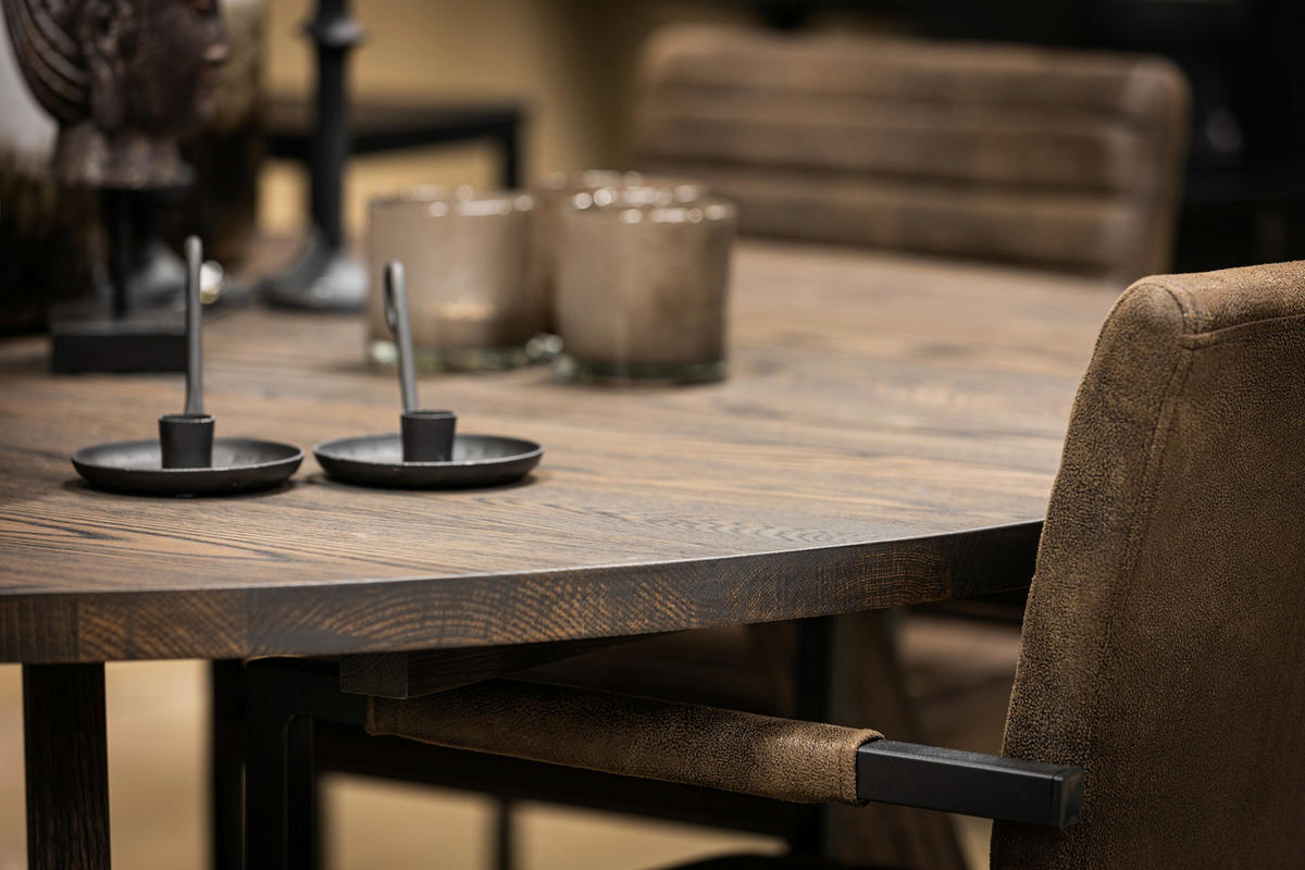 MATBORD i trä 160/160/75 cm   - svart/ekfärgad, Design, trä (160/160/75cm) - Best Price