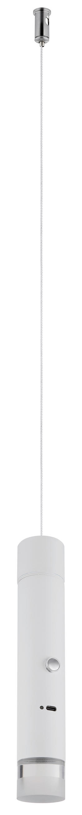 LED-HÄNGELEUCHTE PELO 38/120 cm   - Klar/Weiß, Design, Kunststoff/Metall (38/120cm) - Globo