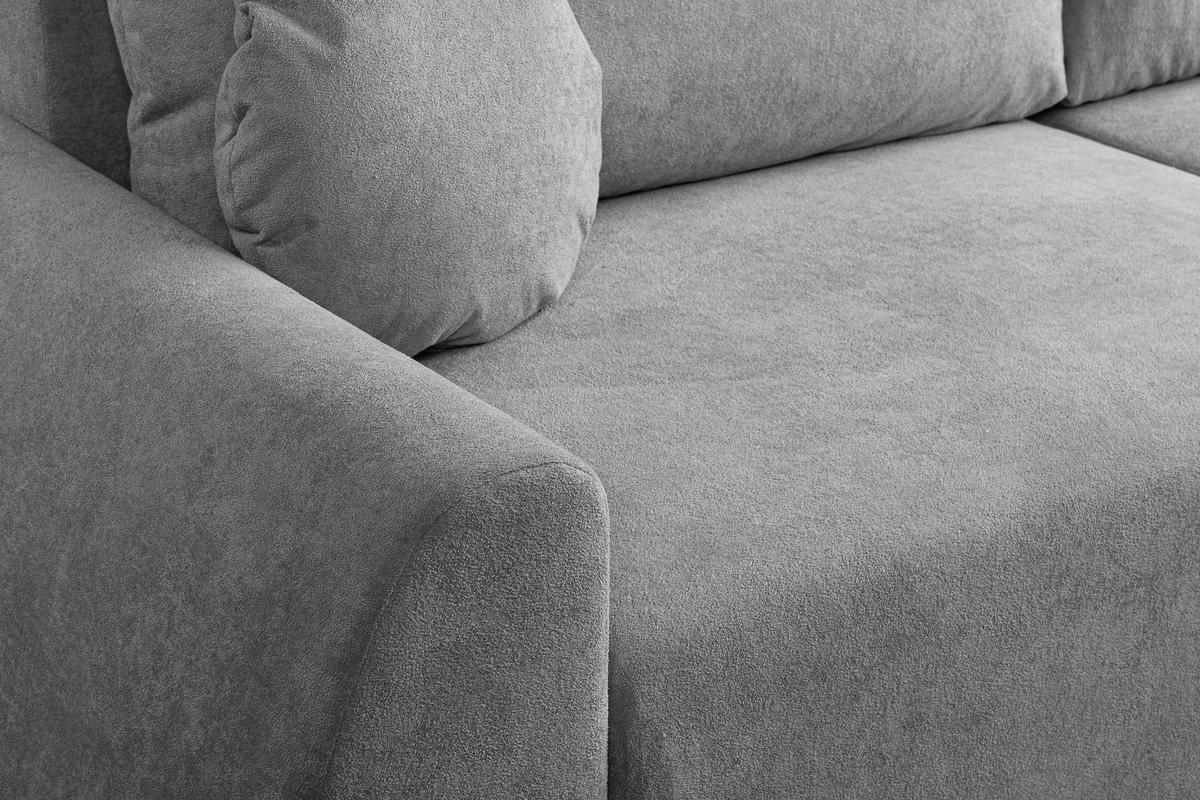 SCHLAFSOFA ALMI  mit Liegefunktion Bouclé Grau  - Schwarz/Grau, Design, Holz/Holzwerkstoff (260/100/80cm) - Livetastic