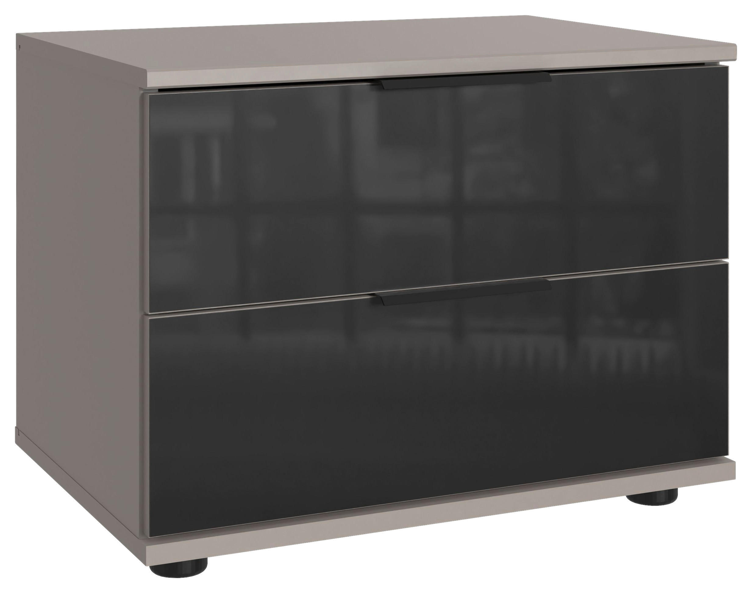 NACHTSCHRANK 52/40/38 cm  - Schwarz/Grau, KONVENTIONELL, Glas/Holzwerkstoff (52/40/38cm) - Boxxx