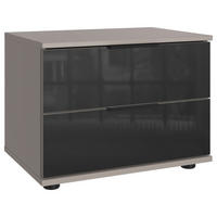 NACHTSCHRANK 52/40/38 cm  - Schwarz/Grau, KONVENTIONELL, Glas/Holzwerkstoff (52/40/38cm) - Boxxx