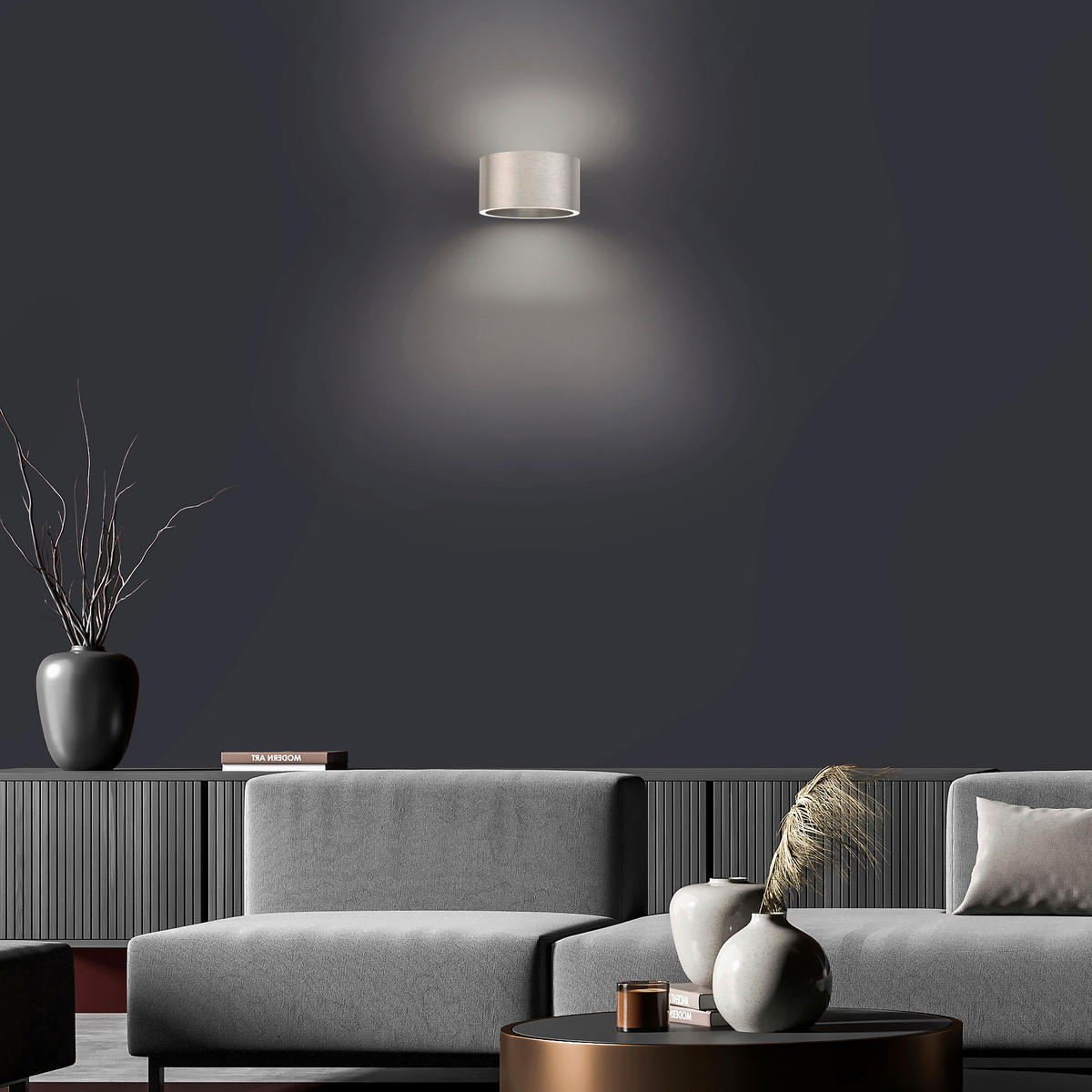 LED-WANDLEUCHTE Pure Clipse 18,5/15/8 cm   - Alufarben, Design, Kunststoff/Metall (18,5/15/8cm) - Neuhaus PURE