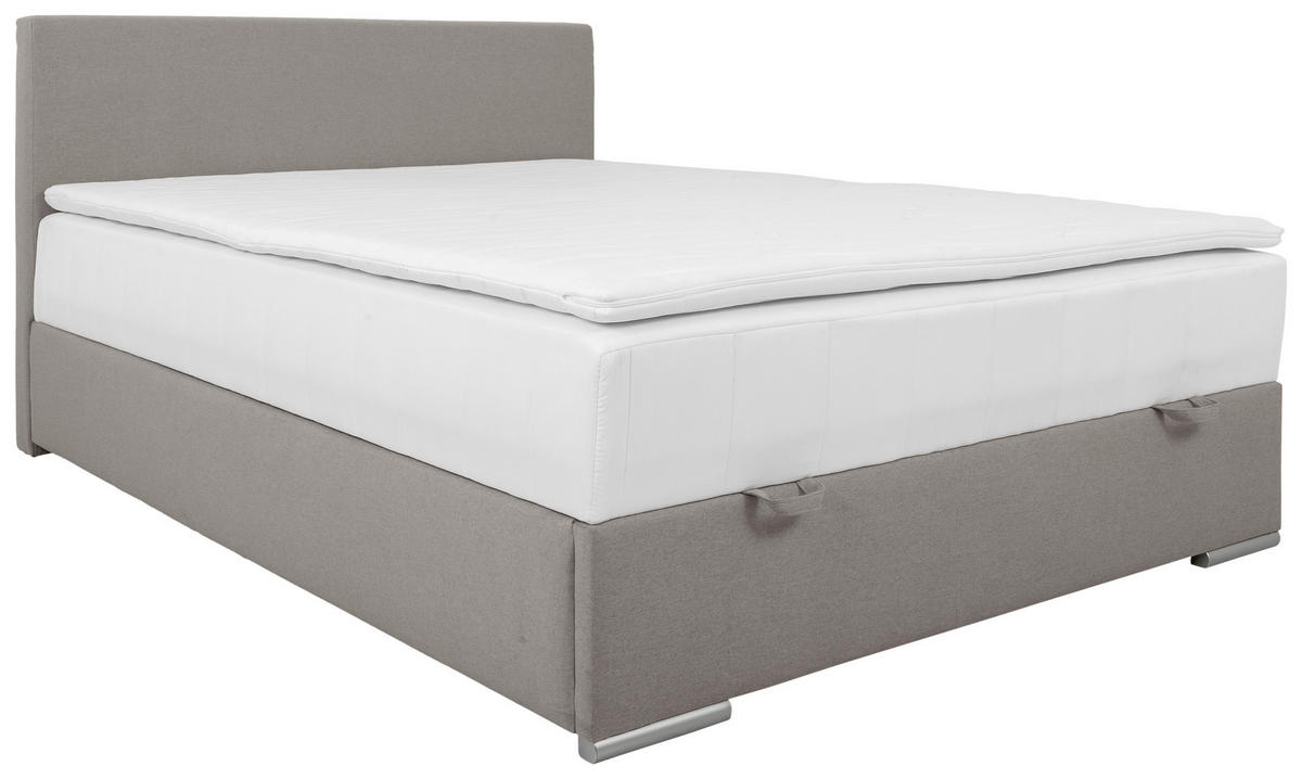 POLSTERBETT Bettkasten, Topper 140/200 cm  in Taupe  - Taupe/Chromfarben, KONVENTIONELL, Holz/Kunststoff (140/200cm) - MID.YOU