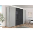 SCHWEBETÜRENSCHRANK 316/223/68 cm 4-türig Grau, Schwarz  - Chromfarben/Schwarz, KONVENTIONELL, Glas/Holzwerkstoff (316/223/68cm) - Novel