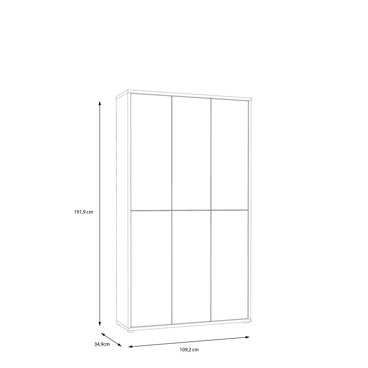 SCHUHSCHRANK Eichefarben  - Eichefarben/Grau, MODERN, Holzwerkstoff/Kunststoff (109,2/191,9/34,9cm) - Carryhome