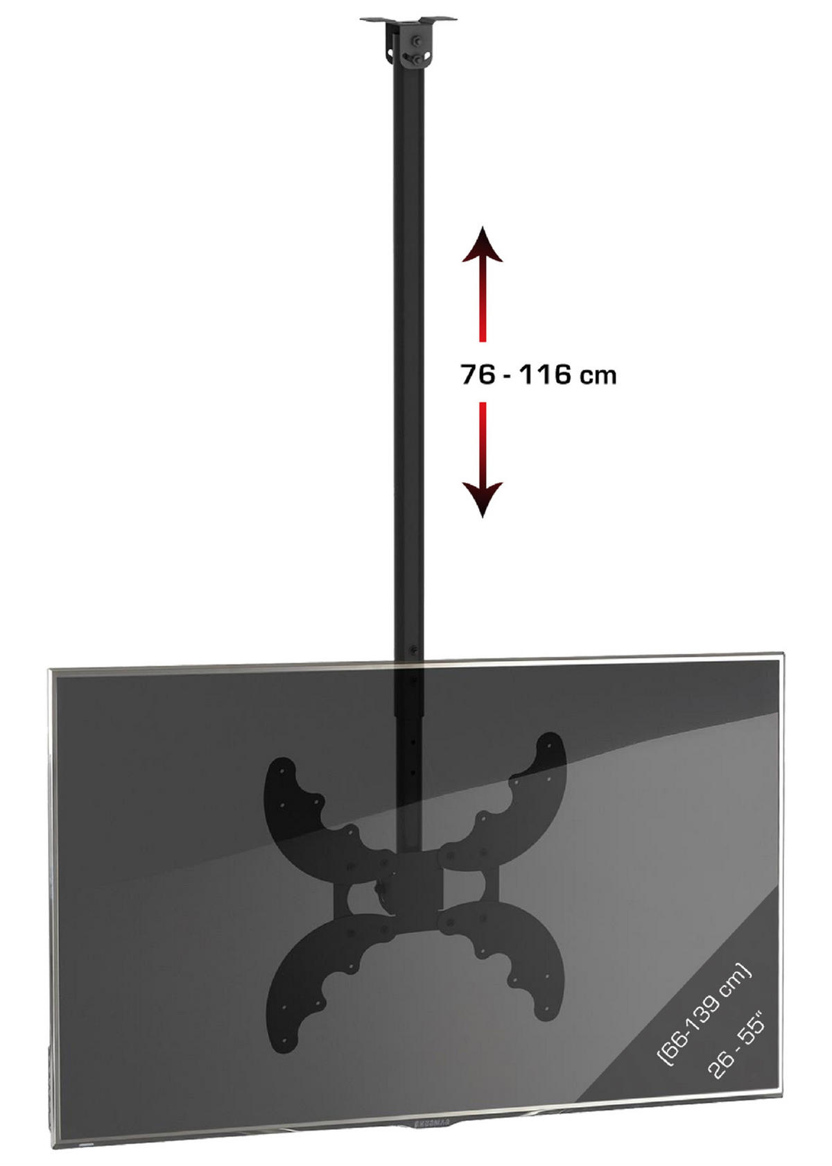 TV-HALTERUNG 55 Zoll  - Anthrazit, MODERN, Metall (42/76/4,5cm) - MID.YOU