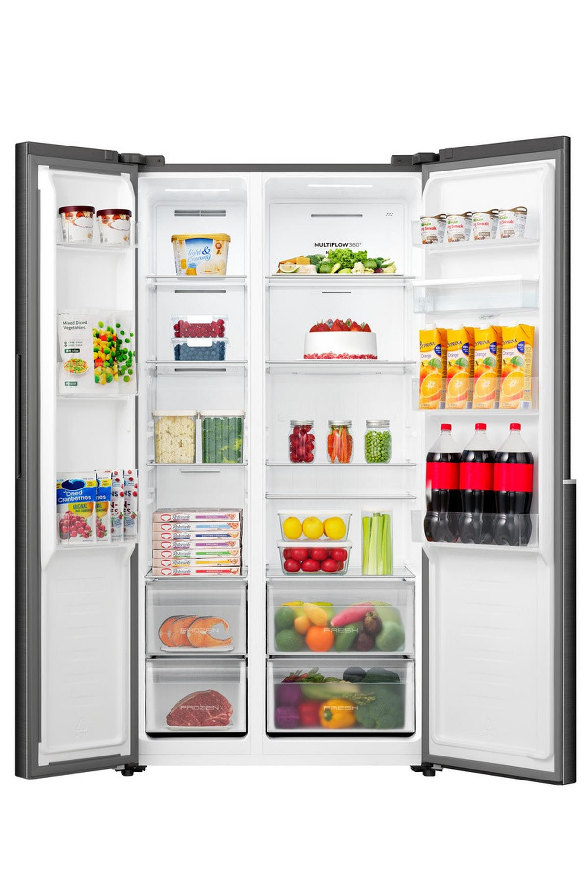 SIDE-BY-SIDE 91,1/178,6/61,5 cm NRS917E41BXWD  - Schwarz, Metall (91,1/178,6/61,5cm) - Gorenje