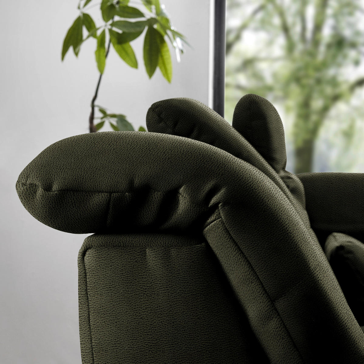 ECKSOFA  in Flachgewebe Grün  309/195 cm  - Chromfarben/Grün, Design, Textil (309/195cm) - Beldomo Style