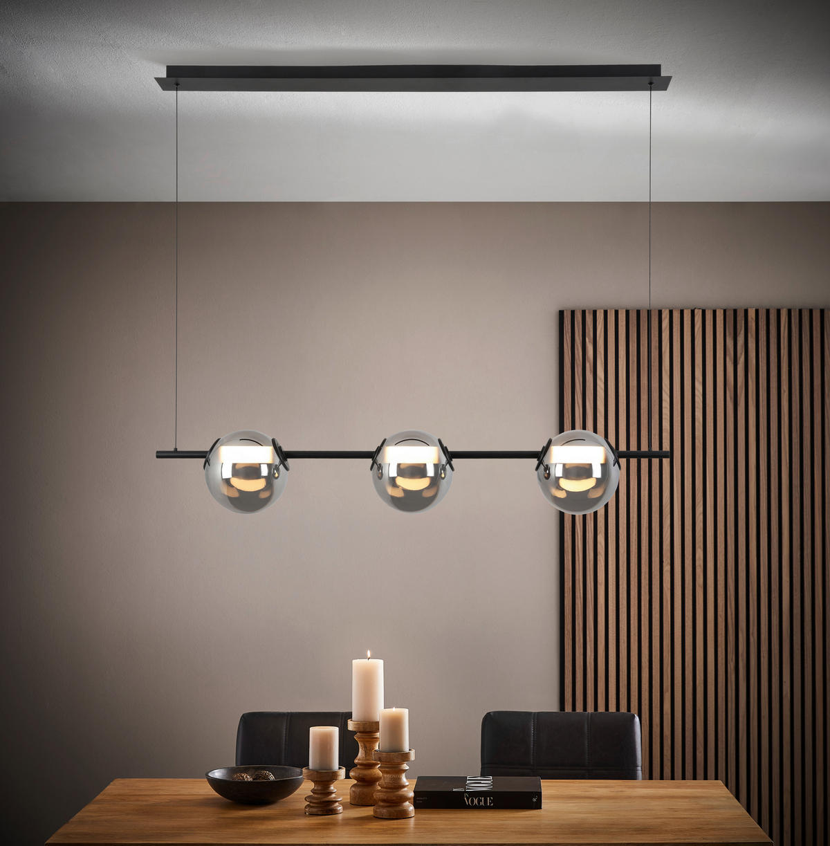 ZÁVĚSNÉ LED SVÍTIDLO, 124/20/215 cm - černá/barvy chromu, Design, kov/plast (124/20/215cm) - Dieter Knoll
