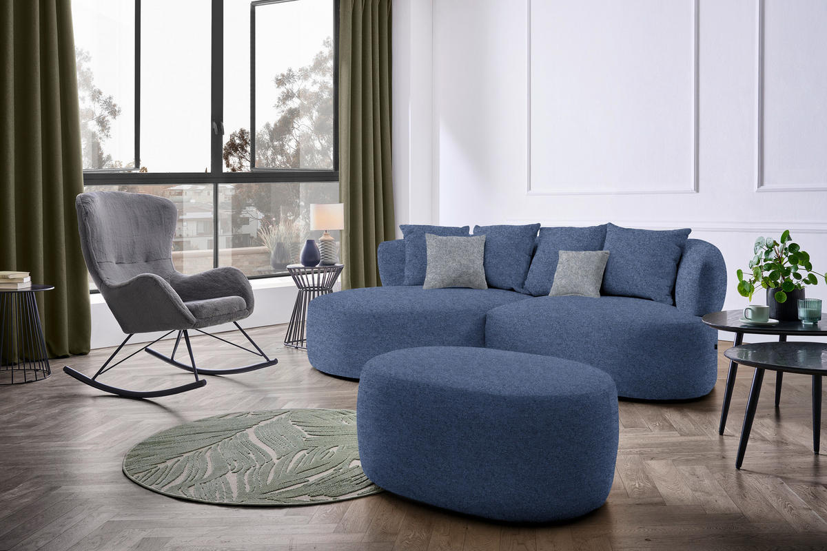 ECKSOFA in Flachgewebe Dunkelblau  166/235 cm  - Dunkelgrau/Schwarz, MODERN, Kunststoff/Textil (166/235cm) - Hom`in
