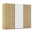 SCHWEBETÜRENSCHRANK 270/223/68 cm 3-türig Weiß, Eichefarben, Chromfarben  - Chromfarben/Eichefarben, Design, Glas/Holz (270/223/68cm) - Novel
