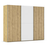 SCHWEBETÜRENSCHRANK 270/223/68 cm 3-türig Weiß, Eichefarben, Chromfarben  - Chromfarben/Eichefarben, Design, Glas/Holz (270/223/68cm) - Novel