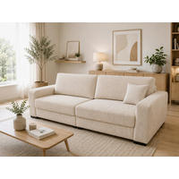 3-SITZER-SOFA Cord Beige  - Beige/Schwarz, Basics, Holz/Textil (250/90/110cm) - MID.YOU