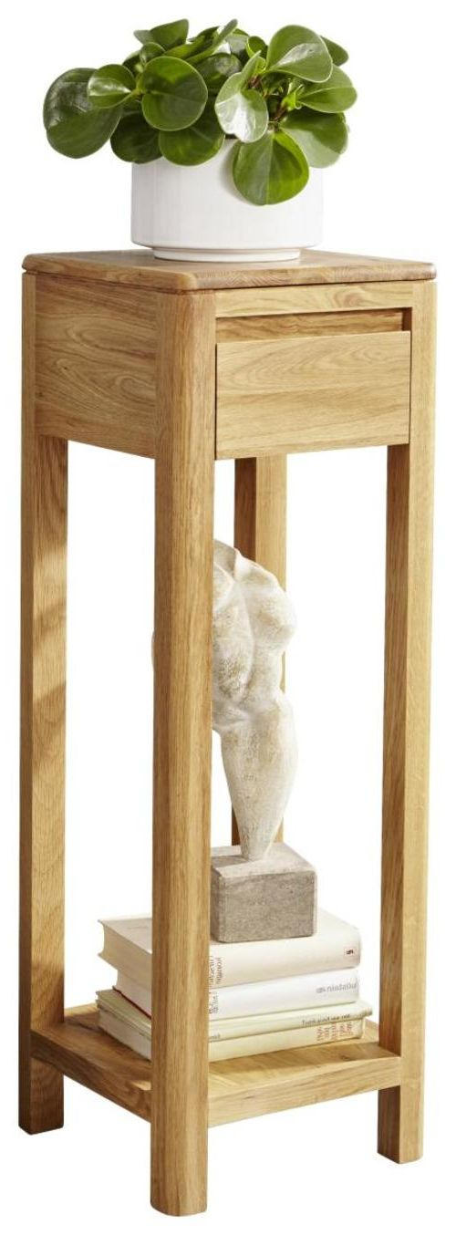BLUMENSÄULE Holz Wildeiche vollmassiv  - Eichefarben, Design, Holz (30/30/90cm) - Livetastic