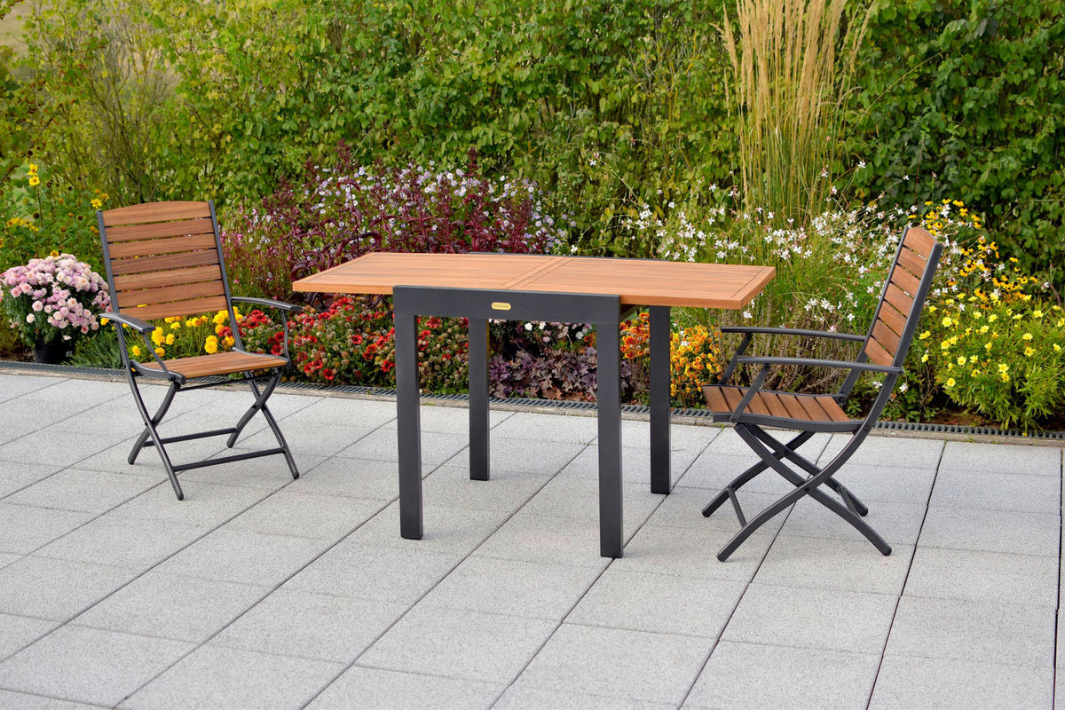 BALKONSET  - Graphitfarben/Naturfarben, MODERN, Holz/Metall - Gardenson