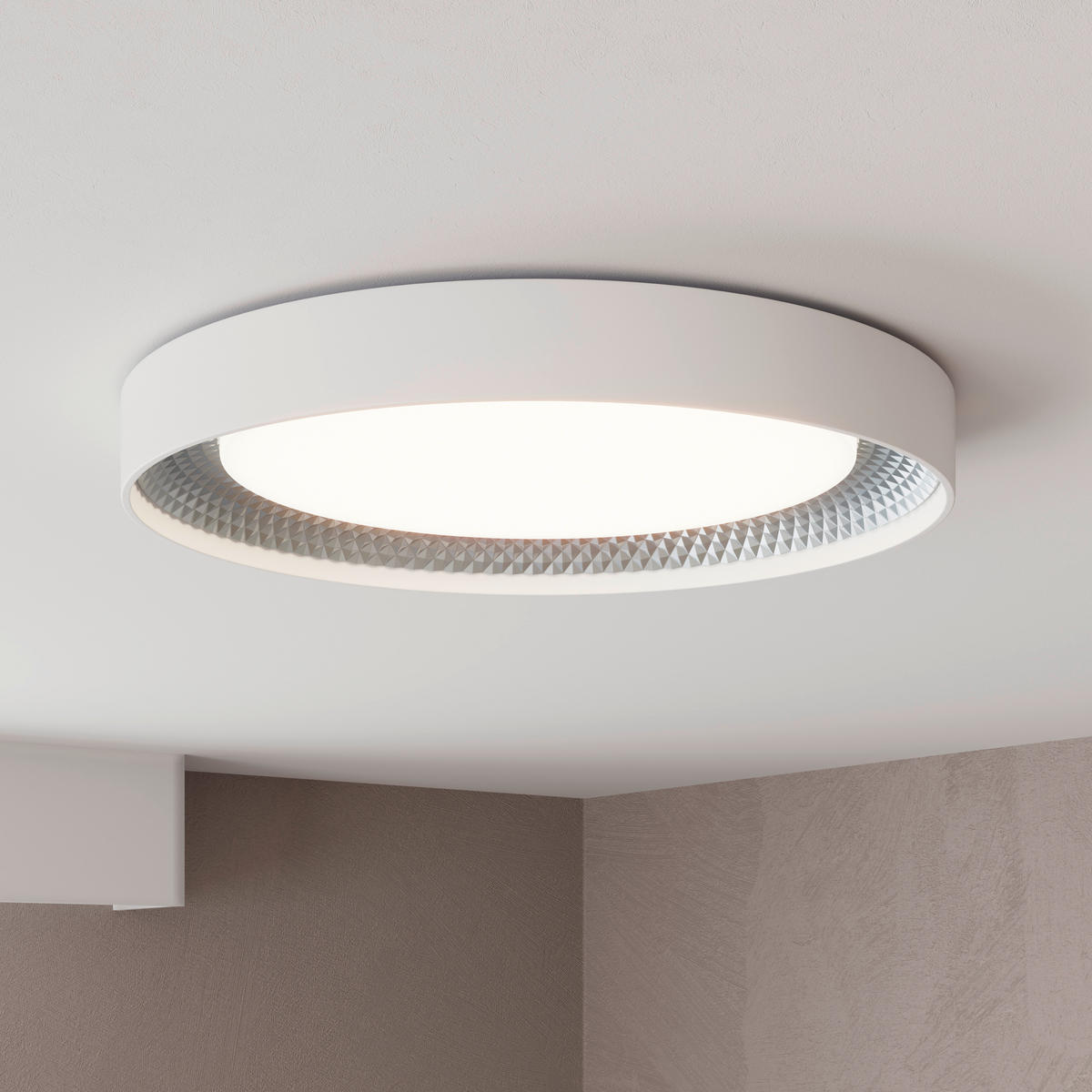 LED-DECKENLEUCHTE Ogulin 48,5/8 cm   - Hellgrau/Weiß, Design, Kunststoff (48,5/8cm) - Novel