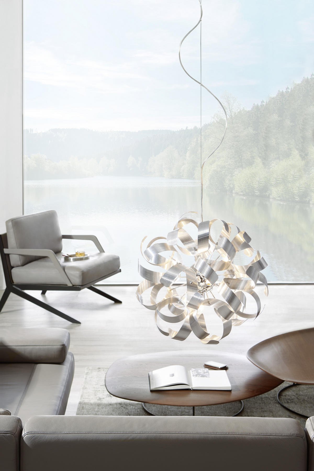 ZÁVESNÉ SVIETIDLO, 40/320 cm  - chrómová, Design, kov (40/320cm) - Ambiente