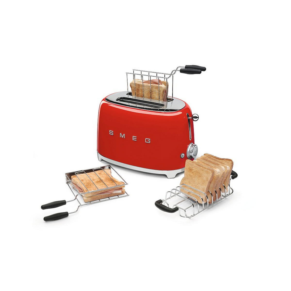 TOASTER  - Chromfarben/Rot, Basics, Metall (31/19,8/19,5cm) - SMEG