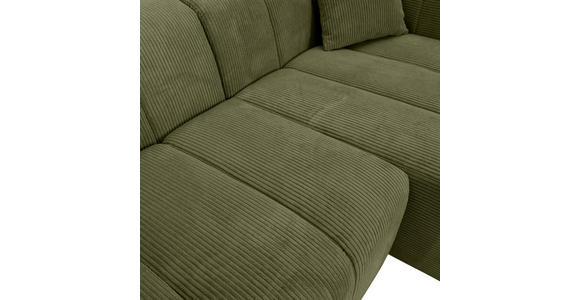 ECKSOFA Dunkelgrün Cord Zierkissen, Rücken echt  - Dunkelgrün/Schwarz, KONVENTIONELL, Kunststoff/Textil (250/162cm) - Carryhome