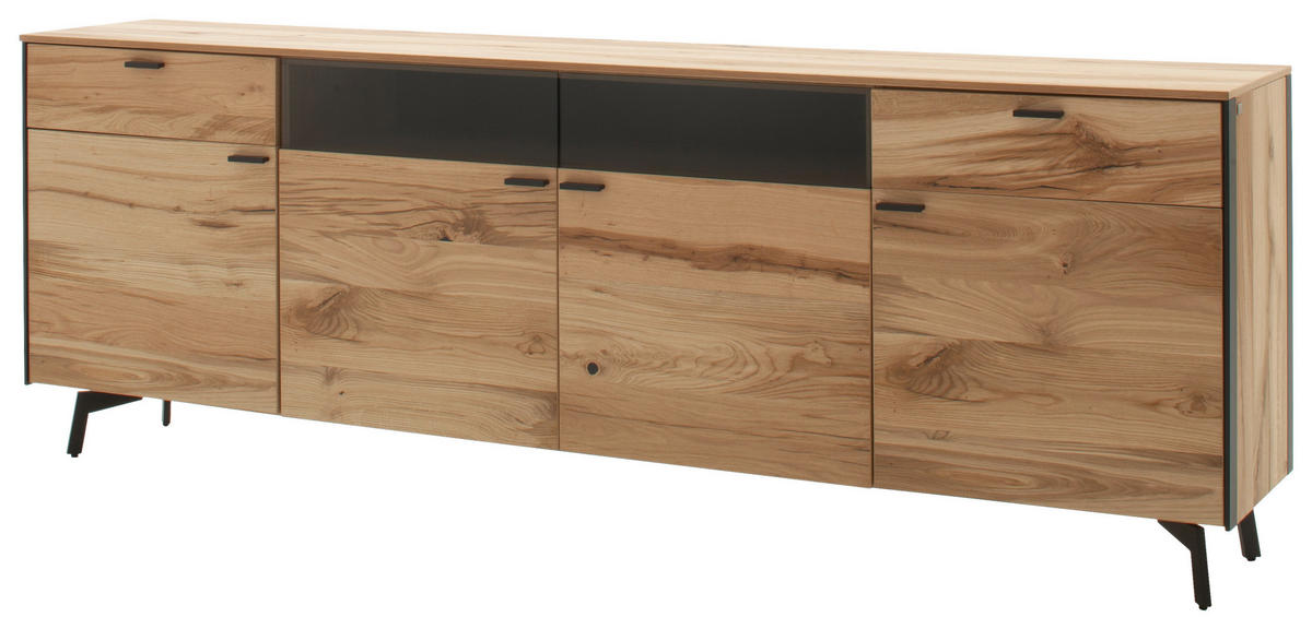 SIDEBOARD Anthrazit, Eichefarben  242/72/43 cm  - Eichefarben/Anthrazit, Design, Glas/Holz (242/72/43cm) - Schöner Wohnen