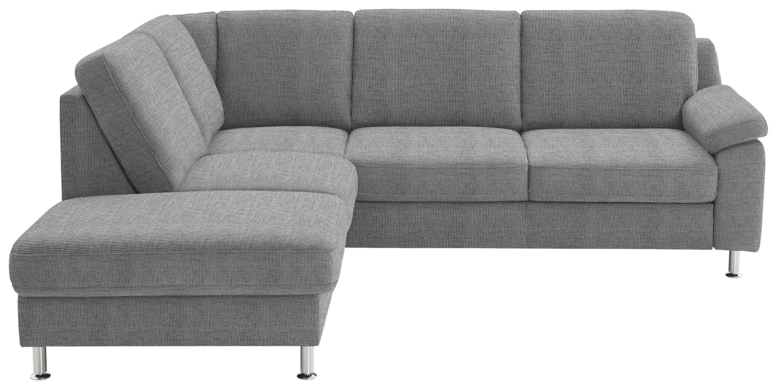 ECKSOFA in Webstoff Hellgrau  - Hellgrau/Alufarben, Konventionell, Textil/Metall (200/241cm) - Beldomo System