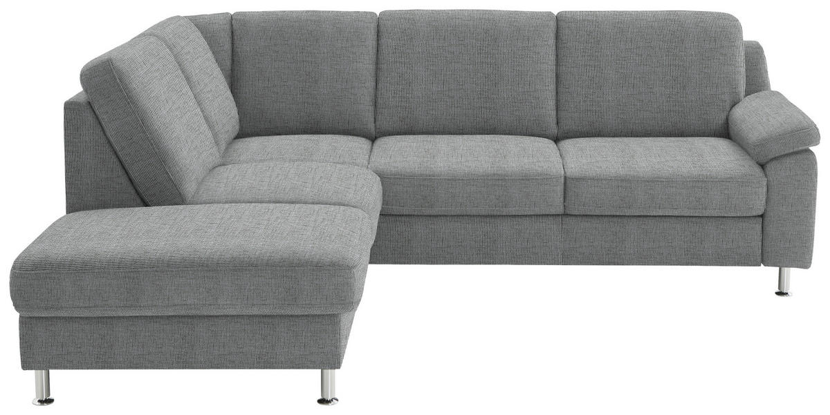 ECKSOFA in Webstoff Hellgrau  - Hellgrau/Alufarben, Konventionell, Textil/Metall (200/241cm) - Beldomo System