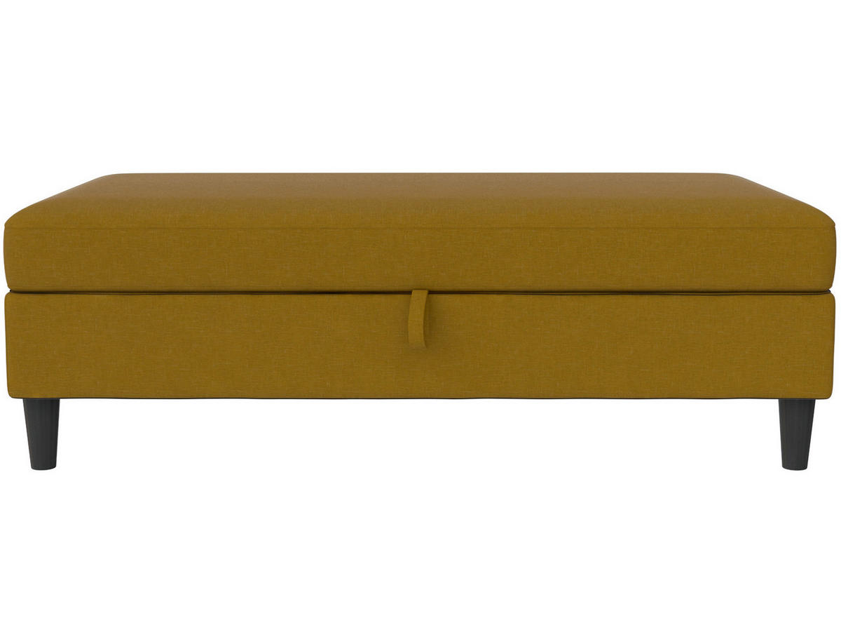 HOCKER HANNOVER Webstoff, Leinenoptik Currygelb  - Currygelb/Schwarz, Basics, Kunststoff/Textil (130/43/69cm) - Livetastic