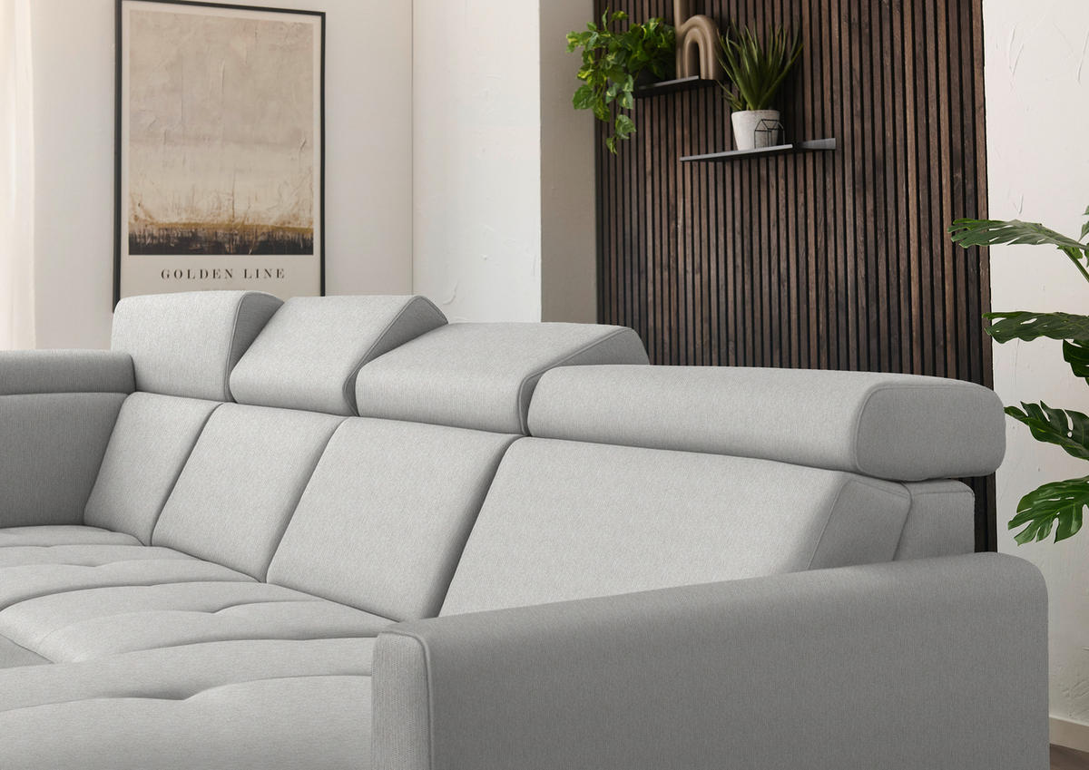 WOHNLANDSCHAFT Flachgewebe Sandfarben  - Sandfarben/Schwarz, Konventionell, Textil/Metall (215/333/174cm) - Beldomo System