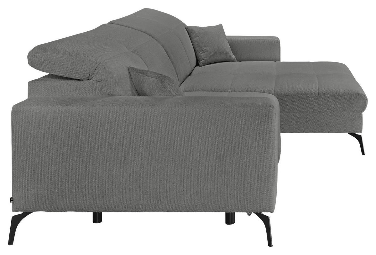 ECKSOFA Dunkelgrau Webstoff  - Dunkelgrau/Schwarz, KONVENTIONELL, Textil/Metall (285/180cm) - SetOne by Musterring