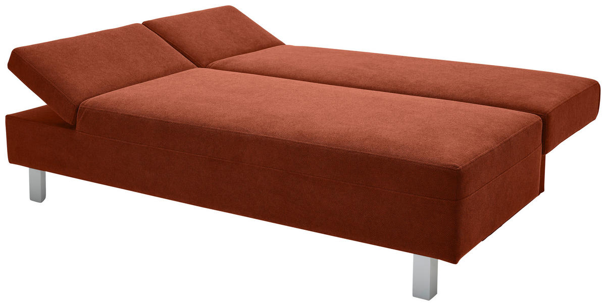 SCHLAFSOFA in Flachgewebe Kupferfarben  - Chromfarben/Kupferfarben, Design, Holz/Textil (205/77-93/99cm) - Novel