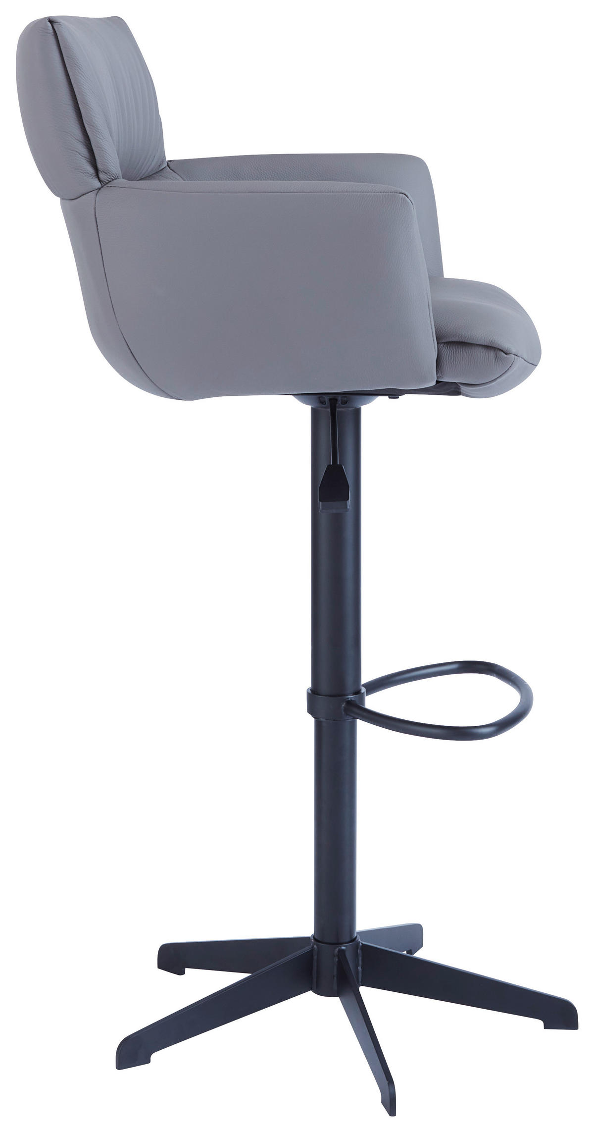 BARHOCKER Echtleder Anthrazit, Schwarz Eisen Lederauswahl, Stoffauswahl, Sitzfläche 360° drehbar, automatische Rückholfunktion  - Anthrazit/Schwarz, Design, Leder/Metall (58/88-112/58cm) - Dieter Knoll