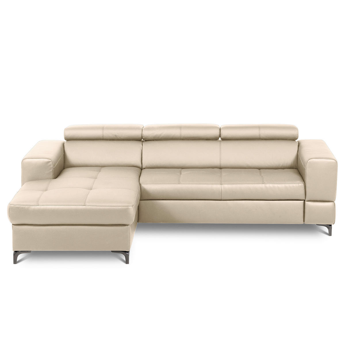 ECKSOFA  in Lederlook Echtleder Grau  - Schwarz/Grau, Design, Leder/Textil (173/247cm) - Livetastic