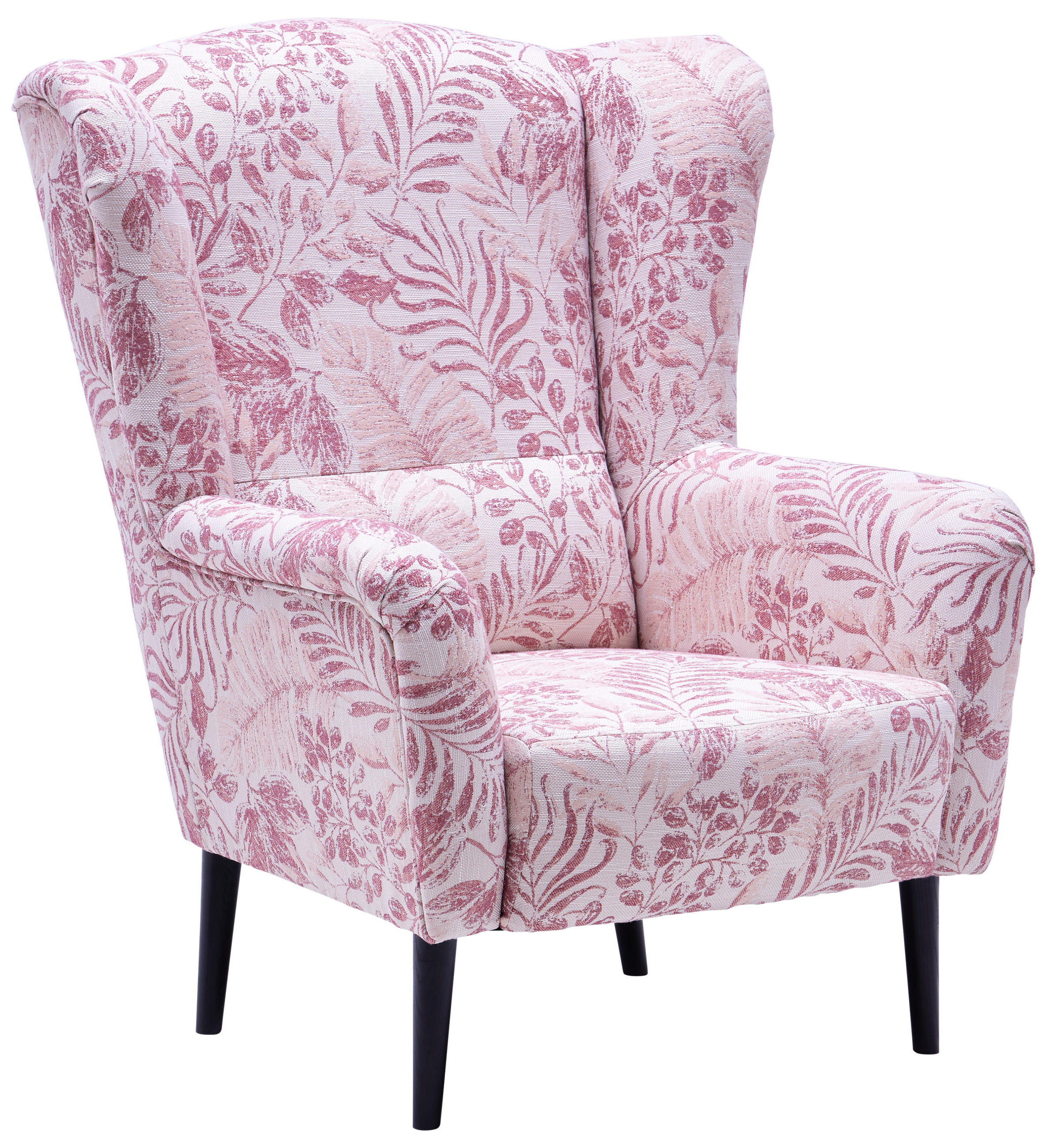 Ohrensessel Ertan Mischgewebe Rosa / Beige