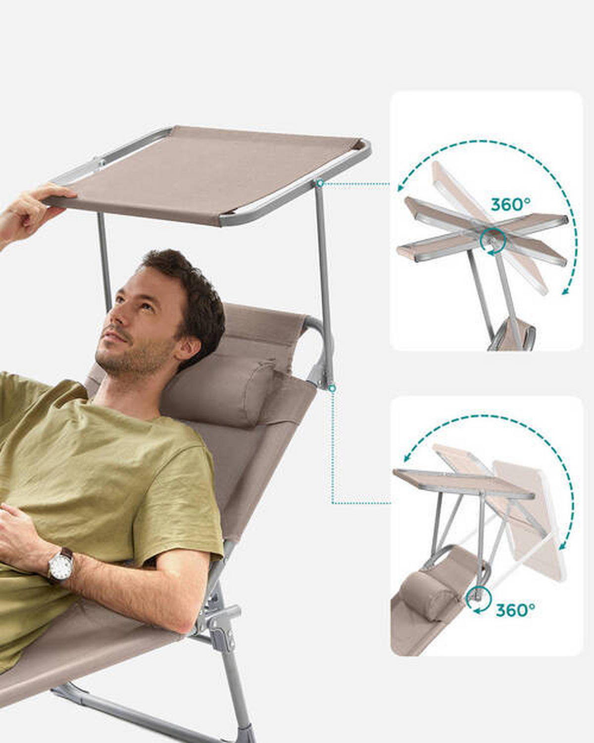 SONNENLIEGE 53/29,5/193 cm  - Taupe, Basics, Textil/Metall (53/29,5/193cm) - Modante