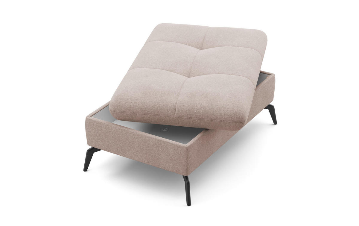 HOCKER in Textil Greige  - Greige/Schwarz, KONVENTIONELL, Textil/Metall (102/47/69cm) - Sit & More