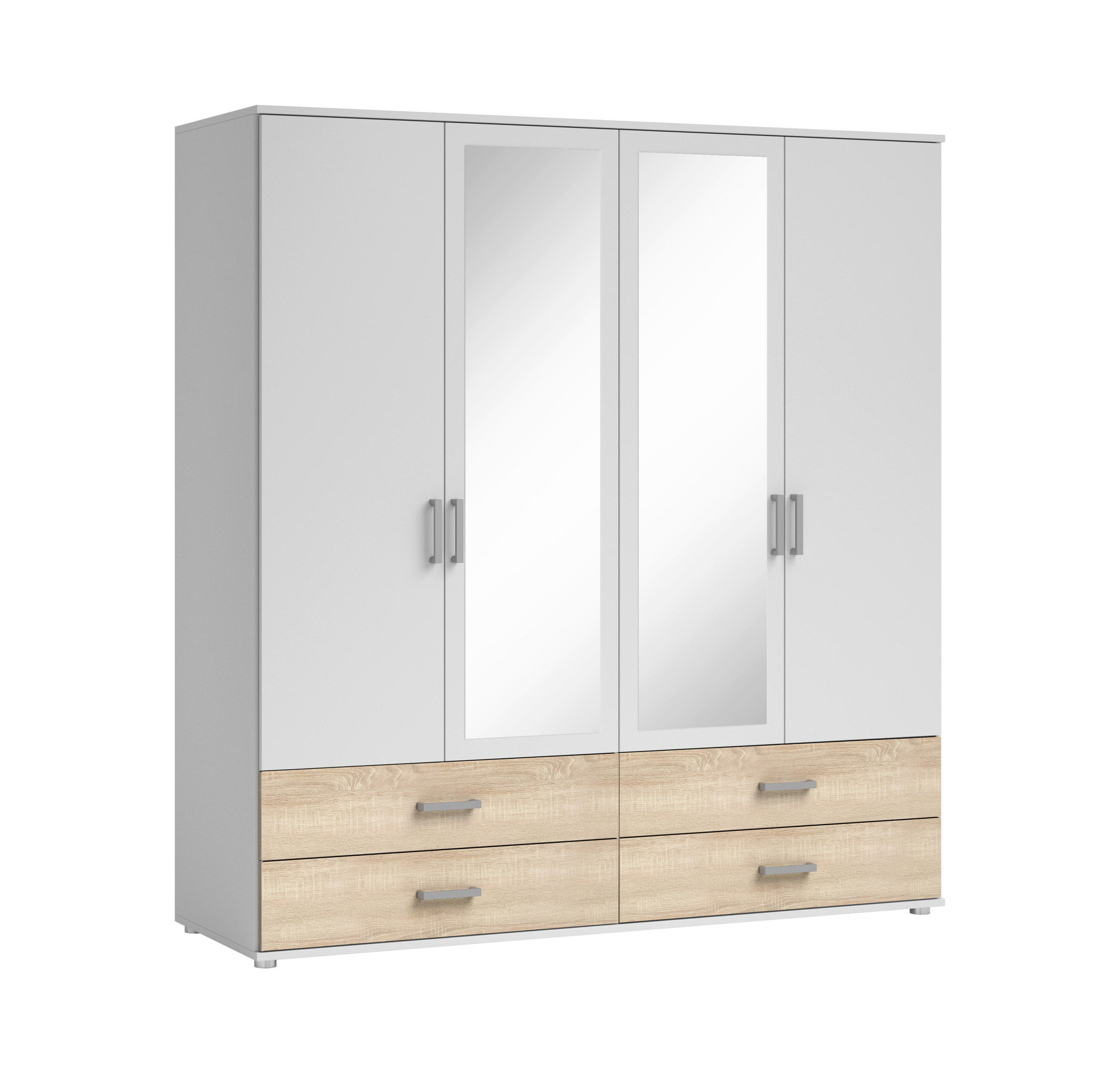 OMARA S KLASIČNIMI VRATI, bela, hrast sonoma  - bela/barve aluminija, Moderno, umetna masa/leseni material (180/190cm) - Xora