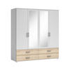 OMARA S KLASIČNIMI VRATI, bela, hrast sonoma  - bela/barve aluminija, Moderno, umetna masa/leseni material (180/190cm) - Xora