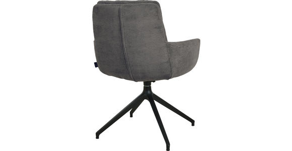 ARMLEHNSTUHL  Stoffauswahl, Typenauswahl, Sitzfläche 360° drehbar, Gestellauswahl Cord  - Anthrazit/Schwarz, Design, Textil/Metall (63/90/69cm) - Johann Jakob