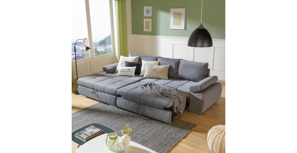 ECKSOFA Grau Flachgewebe  - Chromfarben/Weiß, Design, Kunststoff/Textil (173/294cm) - Carryhome