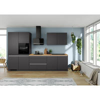 KÜCHENLEERBLOCK 340 cm   in Graphitfarben  - Edelstahlfarben/Eichefarben, Design, Holzwerkstoff/Metall (340cm) - Impuls