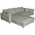 ECKSOFA Grau Chenille  - Chromfarben/Grau, KONVENTIONELL, Textil/Metall (227/329cm) - Carryhome