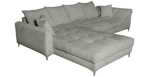 ECKSOFA Grau Chenille  - Chromfarben/Grau, KONVENTIONELL, Textil/Metall (227/329cm) - Carryhome
