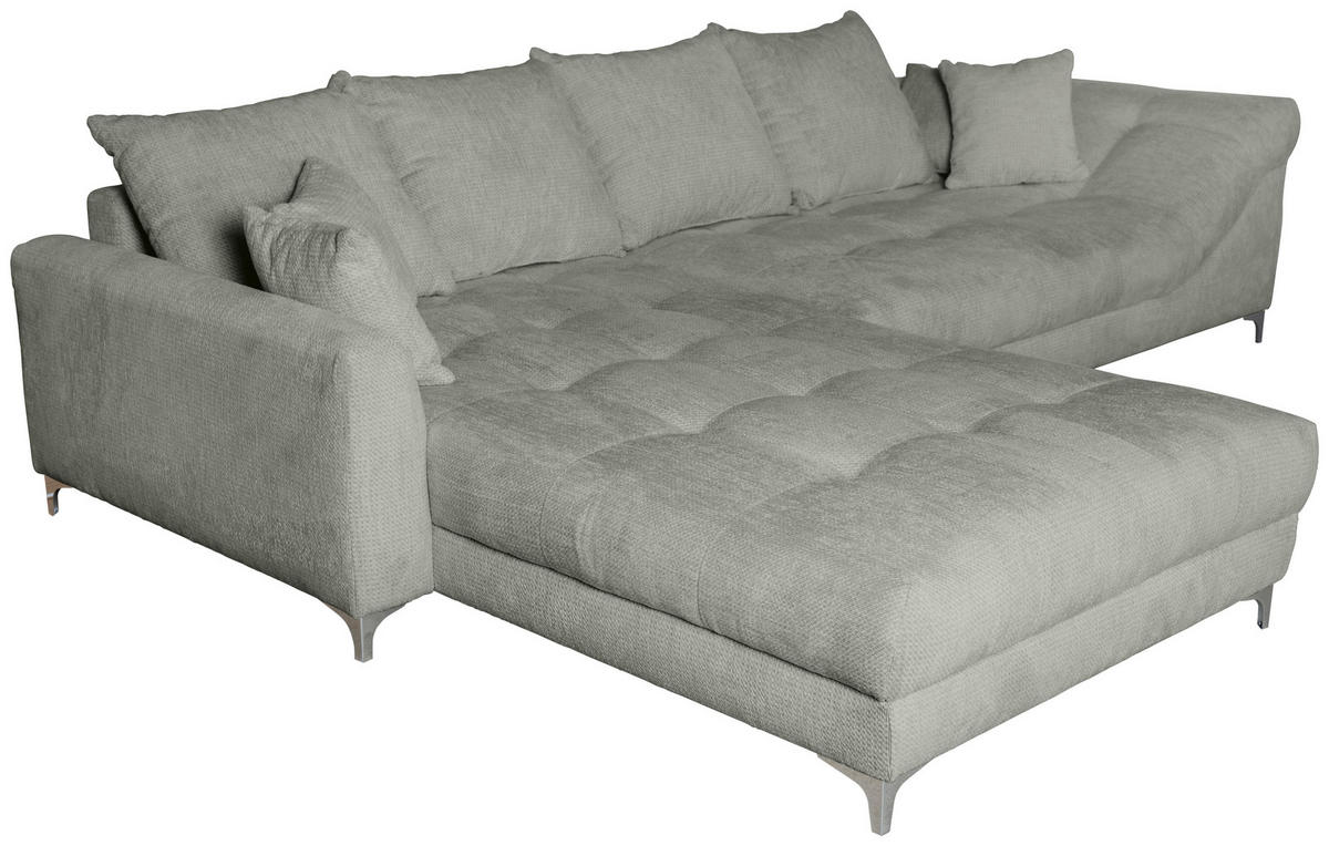 ECKSOFA Grau Chenille  - Chromfarben/Grau, KONVENTIONELL, Textil/Metall (227/329cm) - Carryhome
