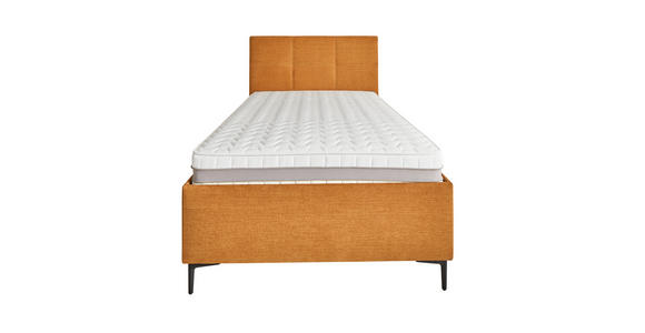 POLSTERBETT 120/200 cm,  in Senfgelb, Bettkasten, Lattenroste, Matratzen, H2 = mittel  - Senfgelb/Schwarz, Design, Holz/Textil (120/200cm) - Voleo