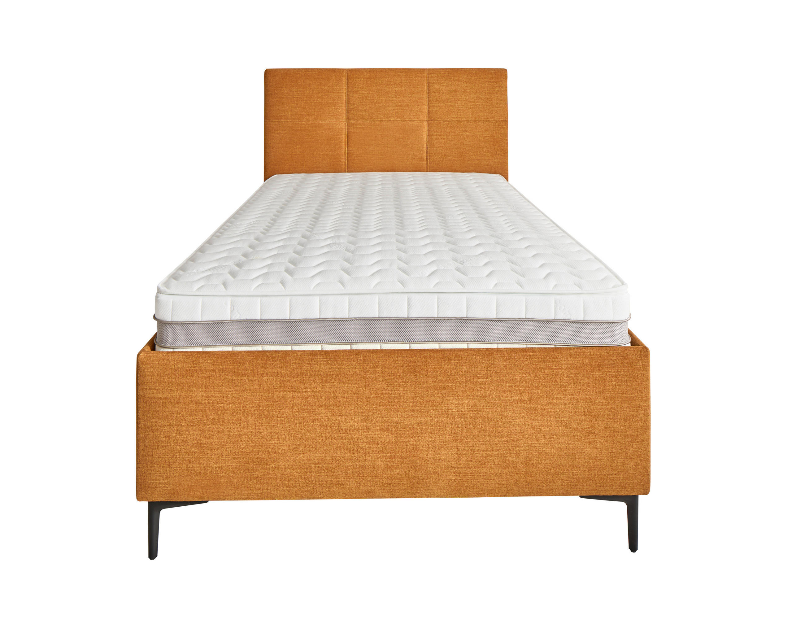 POLSTERBETT 120/200 cm, inkl. Bettkasten, Lattenroste, Matratzen,  in Senfgelb  - Senfgelb/Schwarz, Design, Holz/Textil (120/200cm) - Voleo