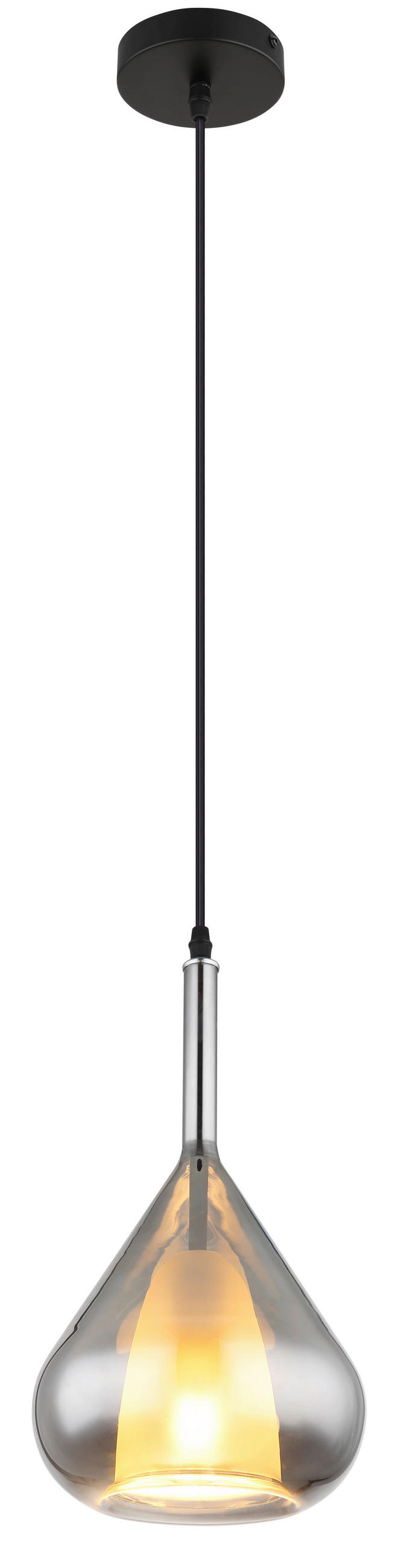 HÄNGELEUCHTE 20/150 cm    - Schwarz/Grau, Design, Glas/Metall (20/150cm) - Globo