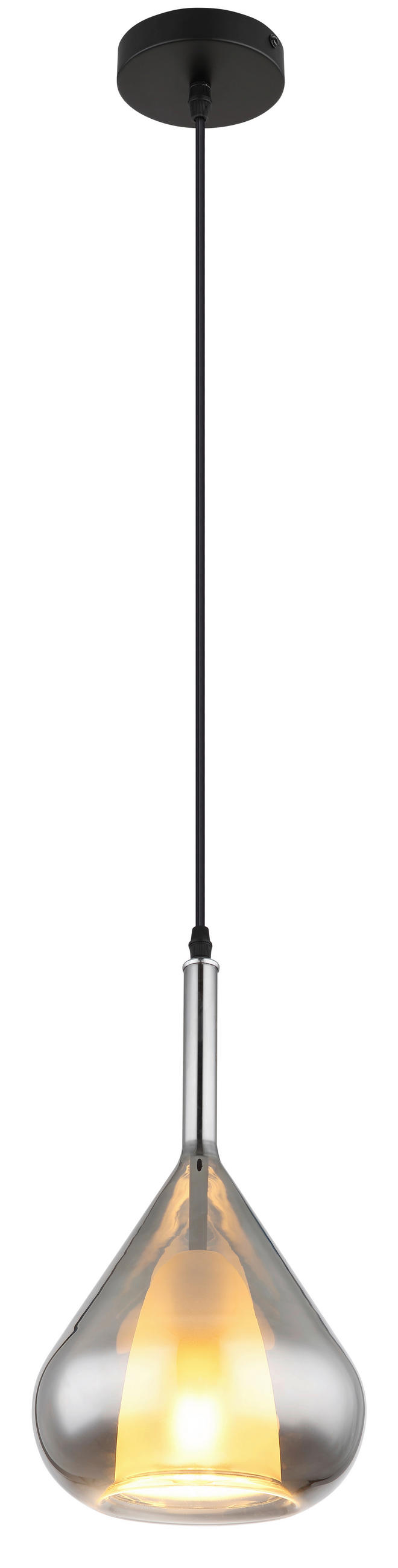 HÄNGELEUCHTE 20/150 cm    - Schwarz/Grau, Design, Glas/Metall (20/150cm) - Globo