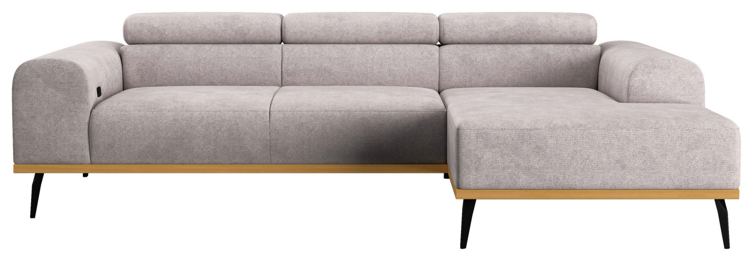 ECKSOFA Grau Mikrofaser  - Schwarz/Grau, KONVENTIONELL, Textil/Metall (244/157cm) - Cotta
